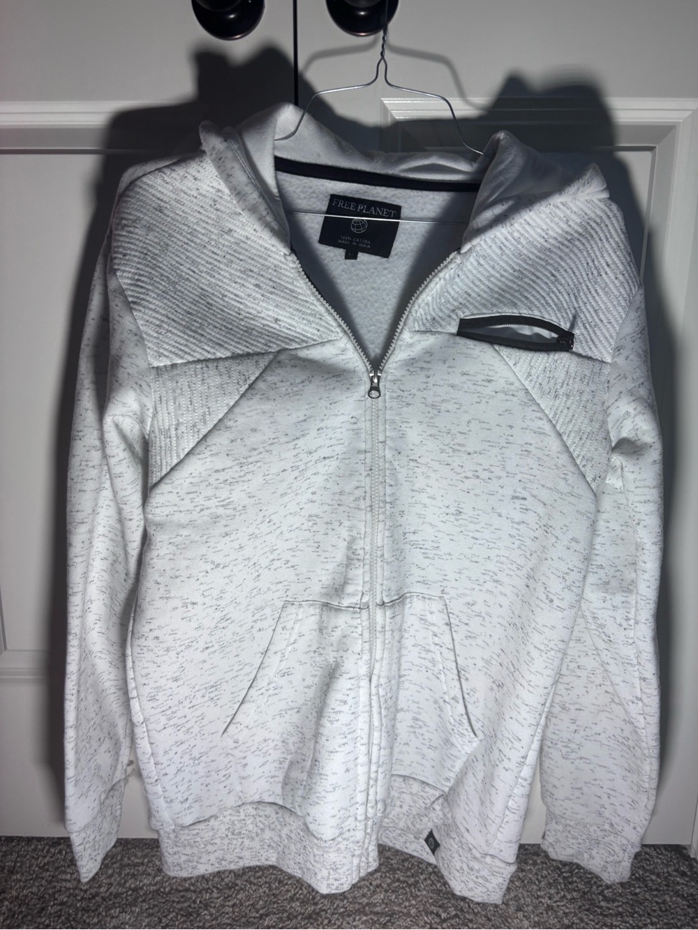 Free Planet Heathered Light Gray Full Zip Hoodie
